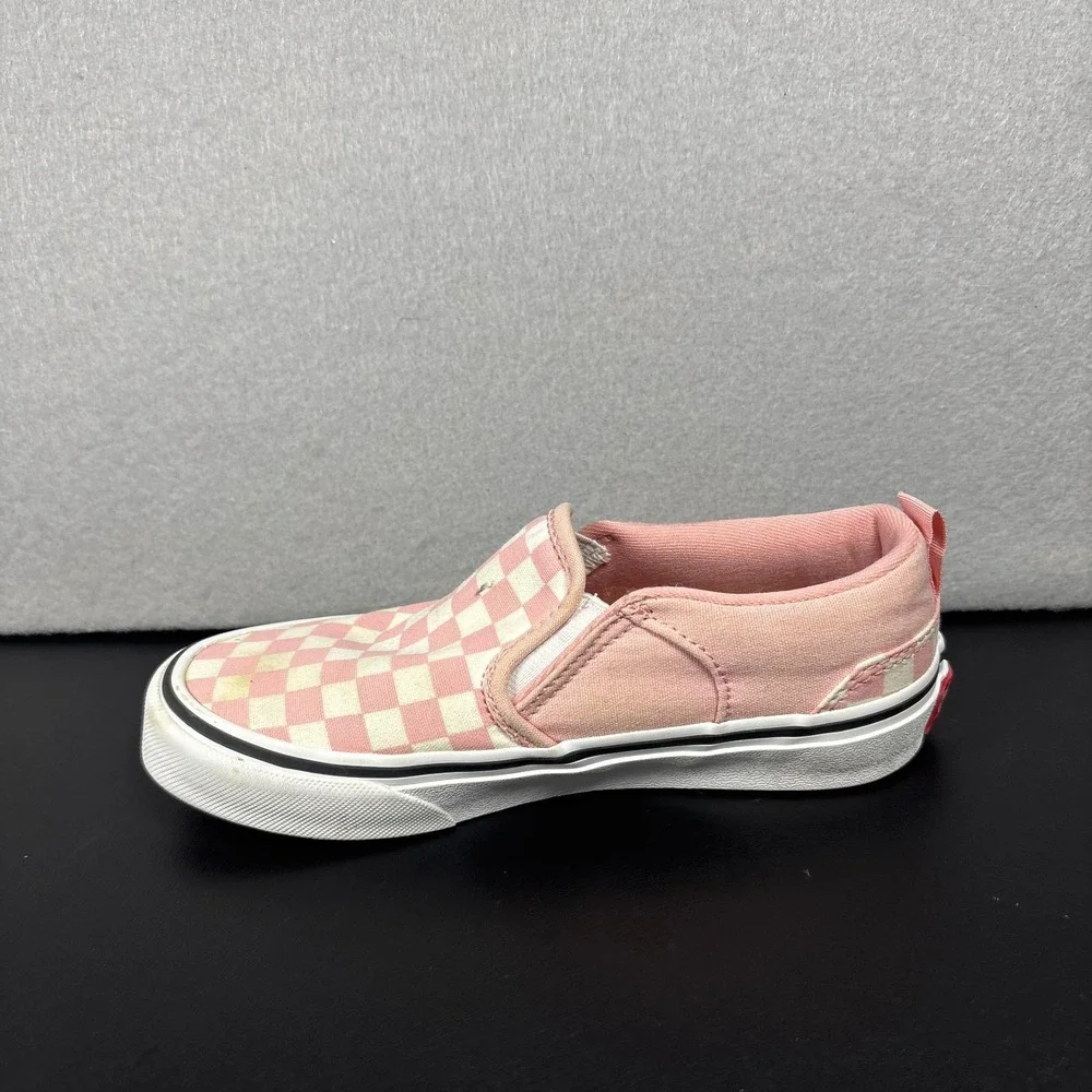 Vans Shoes Youth Size 1 Missy Off The Wall Check Skate Loafer 508731 Pink Fabric